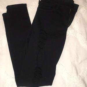 Express mid-rise black ripped jeans